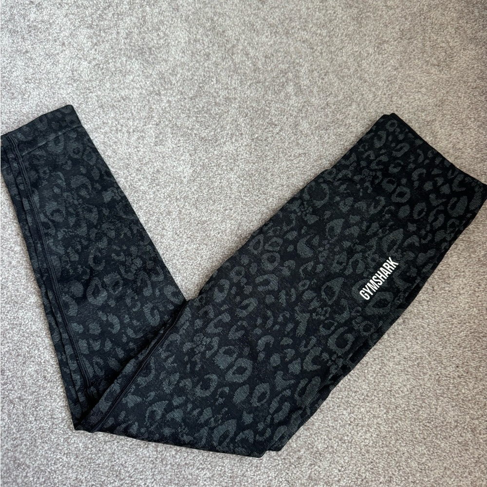 Gymshark Black & Gray Leopard Print Leggings